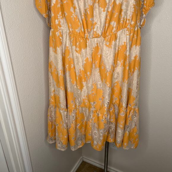 TORRID Mini Two Tone Lace Tiered Baby Doll Dress Smoke Gray/Mustard Size 5X - Picture 12 of 12